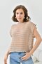 Women's Openwork Boat Neck Casual Summer Blouse 8253Sw - 5