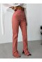 Salmon Color High Waist Slit Detailed Trousers - 4