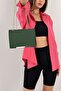 Khaki Evening Bag, Satin Look Gold Clip Handbag, Women's Evening Bag with Chain Strap - 3