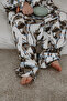 Panda Patterned Children's Pajama Set with Collar Detail - 6