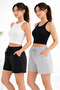 Women's 2-Piece Shorts Set Black-Grey Basic Comfortable Fit Casual Shorts with Elastic Waist - 2