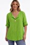 Women's Italian Light Green Button Detailed 3/4 Sleeve Oversized Casual 100% Cotton Blouse Tunic
