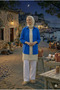 Collar-Closed Natural Linen Fabric Loose-Fit Comfortable Cut Shirt Cobalt Bluemavi̇si̇ - 4