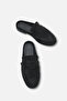 Juliana Black Suede Unisex Closed Front Flat Sole Comfortable Stylish Sabo Loafer Moccasin Slippers - 3