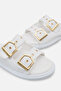 Ophelia White Women's Rustic Stylish Double Buckle Orthopedic Comfortable Ergonomic Non-Slip Sole Slippers - 5