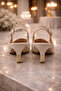 ✨   "Gold Shiny Stone Slingback Evening Dress Shoes 5 cm Kitten Heel Special Production Wedding Engagement Graduation" - 3