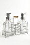 Luxury Bamboo Handle Gray Metal Stand Double Glass Liquid Soap Dispenser 500 Ml, 23X9X23,5 cm - 4