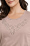 New Pattern Stone Embroidered Round Neck L Stretch Fabric Mother Combed Cotton Blouse 6670 - 6