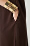 Women's Drawstring Collar Strap Long Dress Brown – Pocketed , Ruffled Design, Comfortable, Summer Lightweight Textured - 7