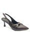 Mehtap Buckle Detail Open Back Stiletto Women's Heeled Shoes Brown