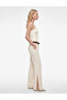 Pocketed Viscose Blend High Waist Wide Leg Trousers with Slit Detail - 2