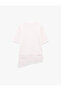 Regular Fit Short Sleeve Crew Neck Asymmetrical Lace Detailed T-Shirt - 4