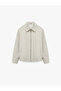 Long Sleeve Pocketed Shirt Collar Zipper Jacket - 3