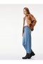 High Waist Cotton Belt Detailed Pocketed Short Wide Leg Jean Trousers - Wide Leg Jeans - 2
