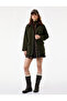 Collar Detailed Zippered Snap Button Pocketed Coat