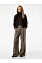 Wide-Leg Plaid Pants with Pockets, Pile Detail, and Belt. - 2