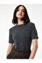 Half Sleeve Crew Neck Glitter Sequin Embroidered Knitwear Sweater - 2