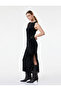 Midi Length Sleeveless Round Neck Velvet Dress - 2