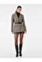 Long Sleeve Plaid Blazer Jacket with Pockets and Belt