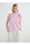 Lcw Visionpink Halter Neck Plaid Blouse with Bow Detail