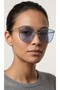 Women's Cat Eye Large Transparent Blue Sunglasses Silver Metal Frame - 2