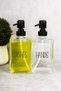 2 Pieces 550 ml Glass Liquid Soap & Dishwashing Detergent Set, Various Labels, Gift Soap Dispenser Bathroom Set - 2
