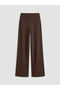 Xsidebrown elastic waist textured women's pants - 2