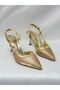 Ll2720 Satin Stone Embroidered Imported Material Galvanized Heel Evening Dress Shoes Gold