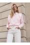Pink Women's Shirt with Flounces on the Shoulders