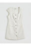 White Square Collar Tweed Mini Dress - 5