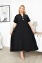 Plus Size Lyocell Fabric Dress with Gold Accessories - 3