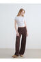 Xsidebrown elastic waist textured women's pants