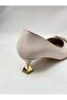 Ll2723 satin material special imported buckle special design galvanized taper heel shoe beige - 6