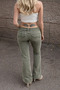 Velvet Fabric Low Waist Flared Trousers