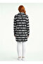 Women's Black and White Oversize Knitwear Text Patterned Blouse - 2