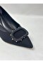 Ll2723 Satin Material Special Imported Buckle Special Design Galvanized Goggle Heel Shoes Black - 5