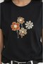 Women's Crew Neck Jersey Cotton Floral Embroidered Short Sleeve Sporty Stylish Blouse - 2