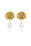 Gold-Colored Sea Shell Earrings with Pearls - 2