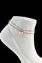 316L Steel Gold Color White Heart 2-Piece Anklet