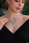 Women's Silver Color V Model Turquoise Stone Necklace