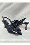 Ll2728 satin material butterfly bow special design galvanized heel high heel shoe black - 2