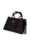 Black Embossed Patterned Gold Detailed Women's Hand and Shoulder Bag Stylish for Daily and Evening Use / Sstore