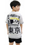 Boy's White Color Shorts Set with Japanese Writing on the Front and Back and Picture Pattern - 4