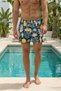 Patterned Swim Shorts Elastic Lace-Up Men's Multi-Color Lined Short Length Beach Shorts Ls-95859 - 3