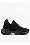 403 Soft Knitwear Textured High Sole Black Sports Shoes - 6