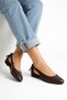 Women's Bitter Brown Leather Open-Sided Ballerina Home and Outdoor Shoes Stc1100 - 3