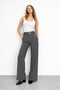 High Waist Belt Detailed Wide Leg Palazzo Women's Fabric Trousers