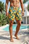 Patterned Swim Shorts with Elastic Laces for Men, Lined Green Short Length Beach Shorts Ls-95766 - 3