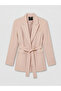 Lcw Modest Pink Women's Blazer Jacket with Belted Waist - 4