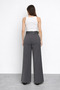 High Waist Belt Detailed Wide Leg Palazzo Women's Fabric Trousers - 4